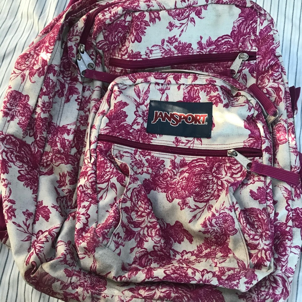 JanSport school backpack cream and white like new - Picture 2 of 4